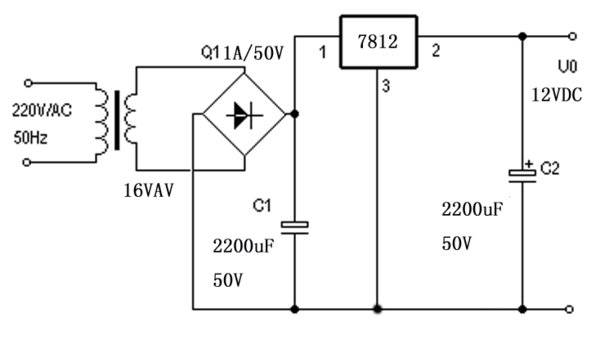 用7812制作一个正12V的直流稳压电源
