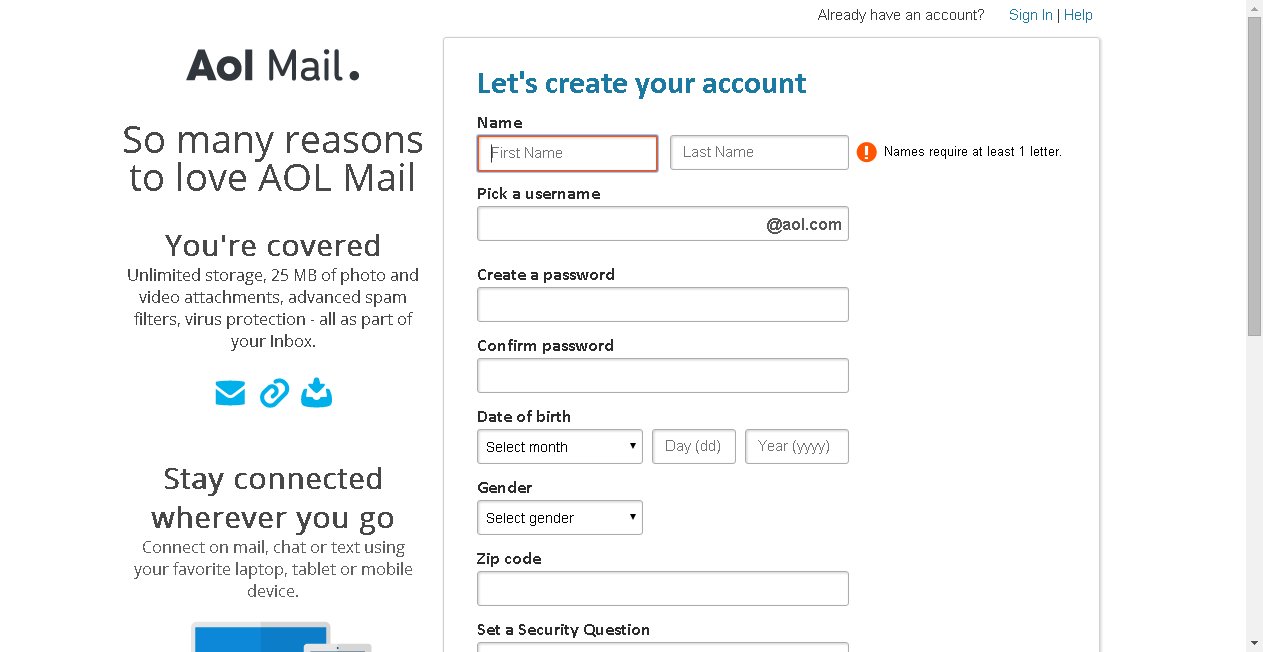 怎么才能注册aol邮箱？