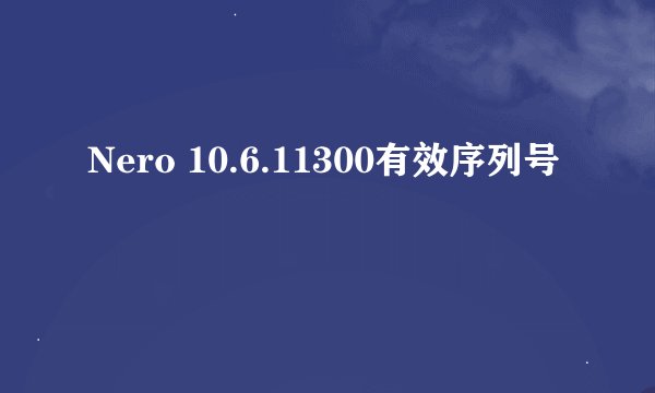 Nero 10.6.11300有效序列号