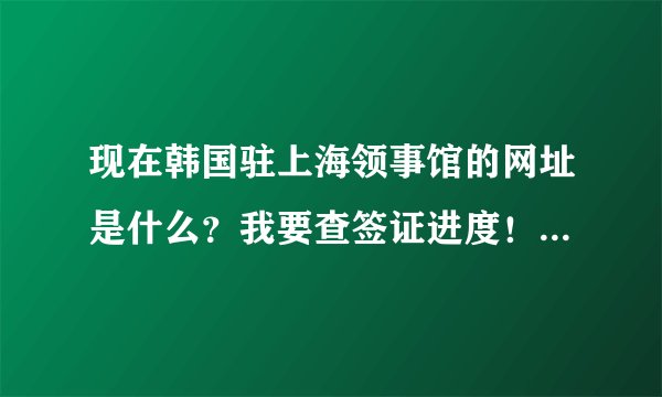 现在韩国驻上海领事馆的网址是什么？我要查签证进度！求告知！