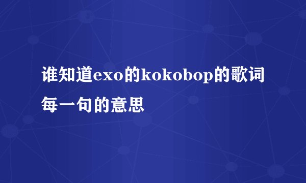 谁知道exo的kokobop的歌词每一句的意思