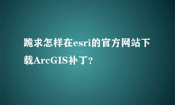 跪求怎样在esri的官方网站下载ArcGIS补丁？