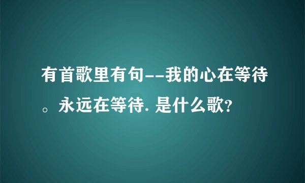 有首歌里有句--我的心在等待。永远在等待. 是什么歌？