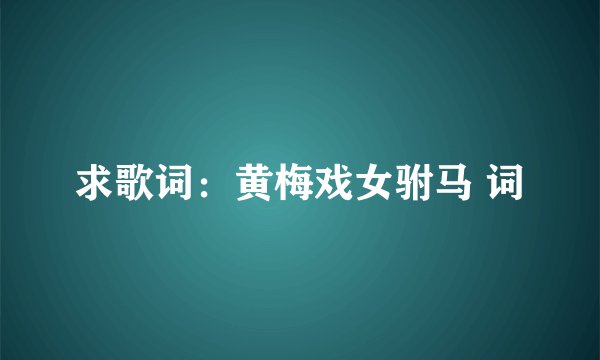 求歌词：黄梅戏女驸马 词