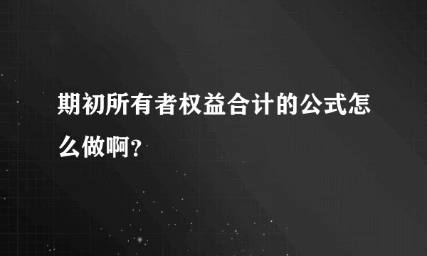 期初所有者权益合计的公式怎么做啊？