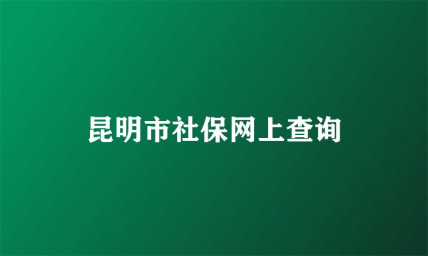 昆明市社保网上查询