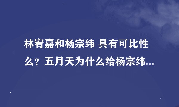 林宥嘉和杨宗纬 具有可比性么？五月天为什么给杨宗纬写歌呢？