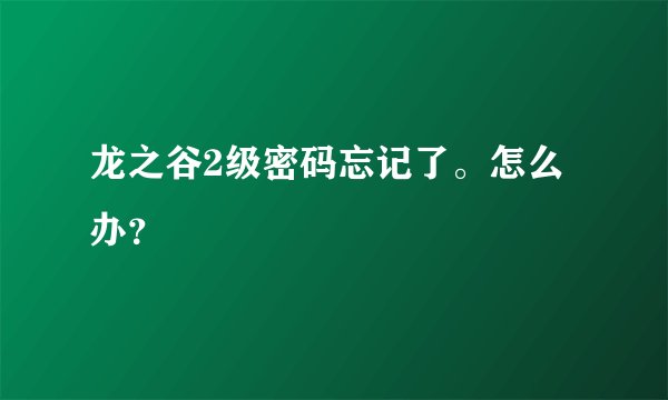 龙之谷2级密码忘记了。怎么办？