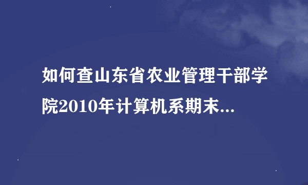 如何查山东省农业管理干部学院2010年计算机系期末考试成绩