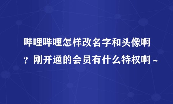 哔哩哔哩怎样改名字和头像啊？刚开通的会员有什么特权啊～
