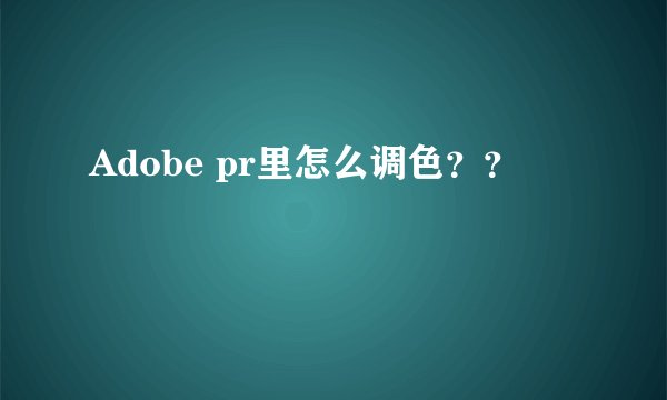 Adobe pr里怎么调色？？
