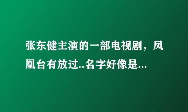 张东健主演的一部电视剧，凤凰台有放过..名字好像是《再见 我的爱》。