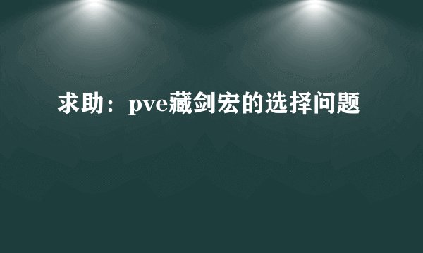 求助：pve藏剑宏的选择问题
