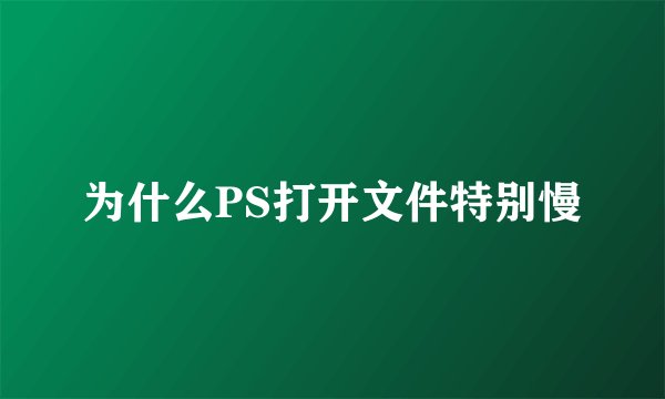为什么PS打开文件特别慢