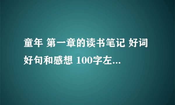 童年 第一章的读书笔记 好词好句和感想 100字左右就可以 急需 急急急急急！！！！好的加500分