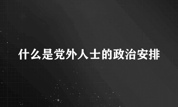 什么是党外人士的政治安排