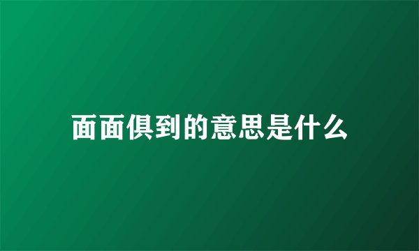面面俱到的意思是什么
