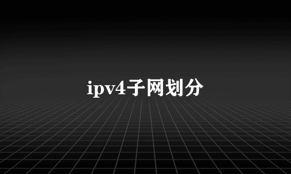 ipv4子网划分