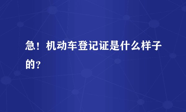 急！机动车登记证是什么样子的？