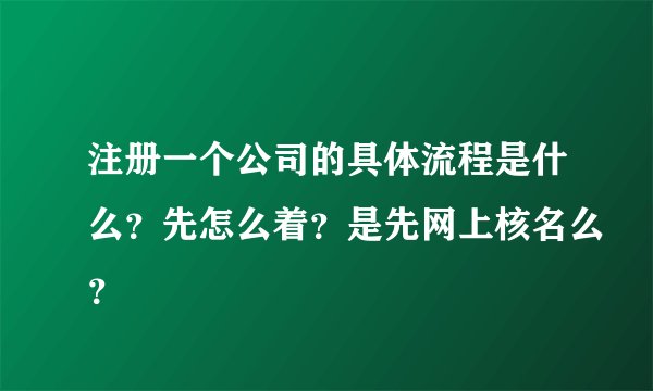 注册一个公司的具体流程是什么？先怎么着？是先网上核名么？