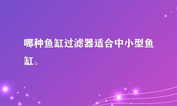 哪种鱼缸过滤器适合中小型鱼缸。