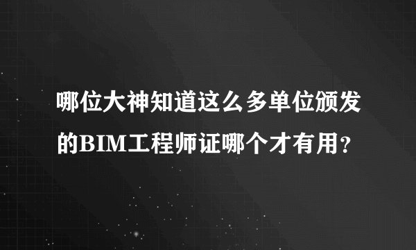 哪位大神知道这么多单位颁发的BIM工程师证哪个才有用？