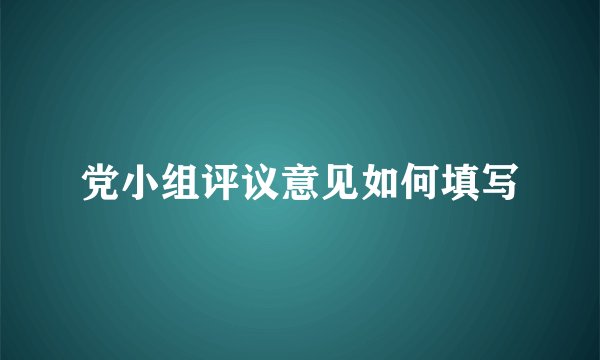 党小组评议意见如何填写