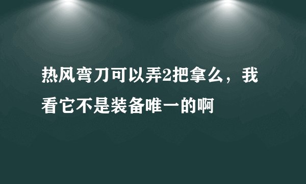 热风弯刀可以弄2把拿么，我看它不是装备唯一的啊