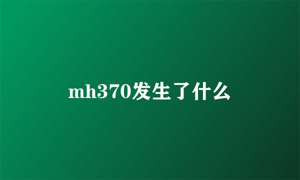 mh370发生了什么