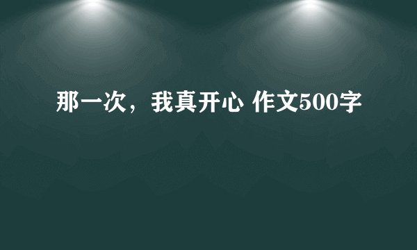 那一次，我真开心 作文500字