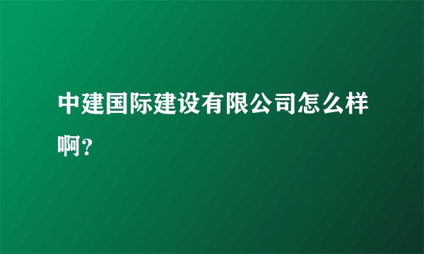 中建国际建设有限公司怎么样啊？