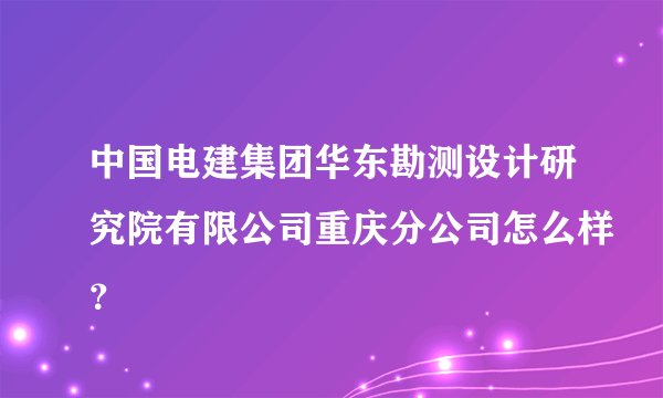 中国电建集团华东勘测设计研究院有限公司重庆分公司怎么样？