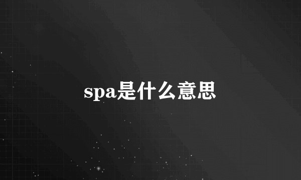 spa是什么意思