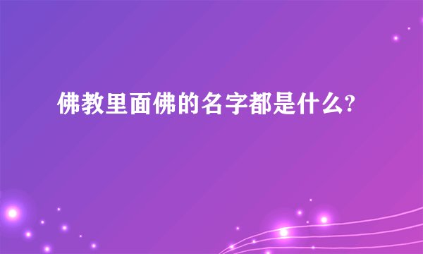 佛教里面佛的名字都是什么?