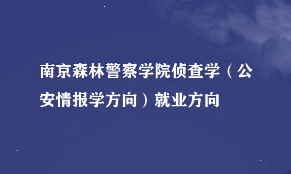 南京森林警察学院侦查学（公安情报学方向）就业方向