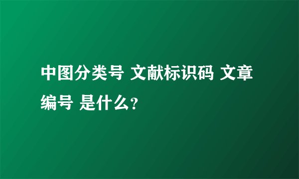 中图分类号 文献标识码 文章编号 是什么？