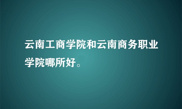 云南工商学院和云南商务职业学院哪所好。