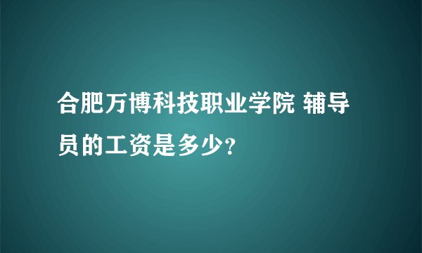 合肥万博科技职业学院 辅导员的工资是多少？