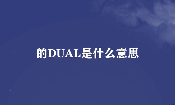 的DUAL是什么意思