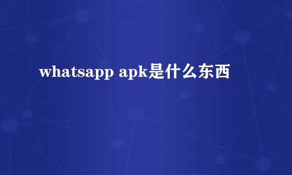 whatsapp apk是什么东西