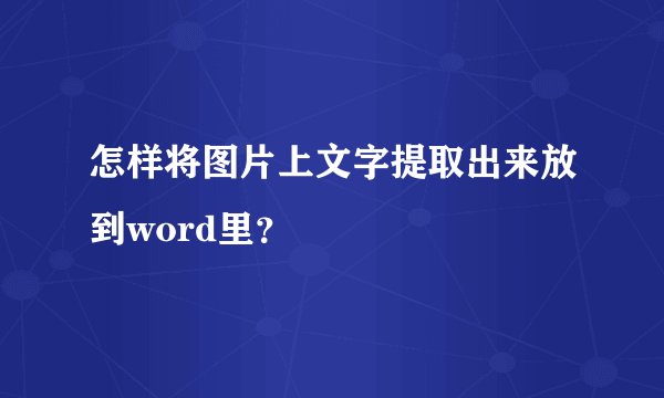 怎样将图片上文字提取出来放到word里？