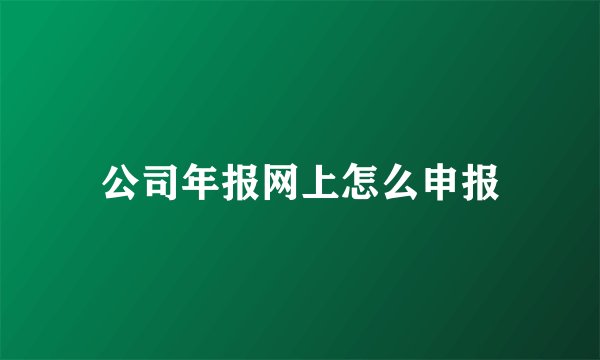 公司年报网上怎么申报