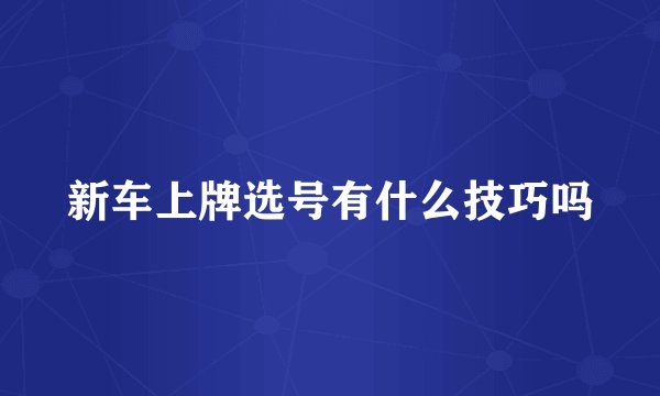新车上牌选号有什么技巧吗