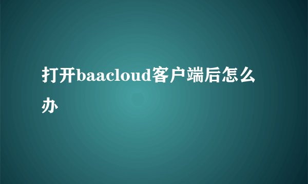 打开baacloud客户端后怎么办