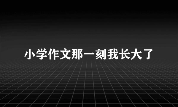 小学作文那一刻我长大了