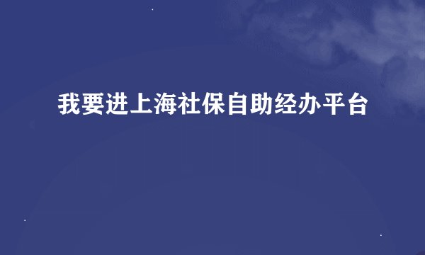 我要进上海社保自助经办平台