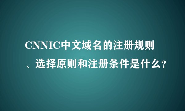 CNNIC中文域名的注册规则、选择原则和注册条件是什么？