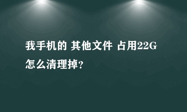 我手机的 其他文件 占用22G怎么清理掉？