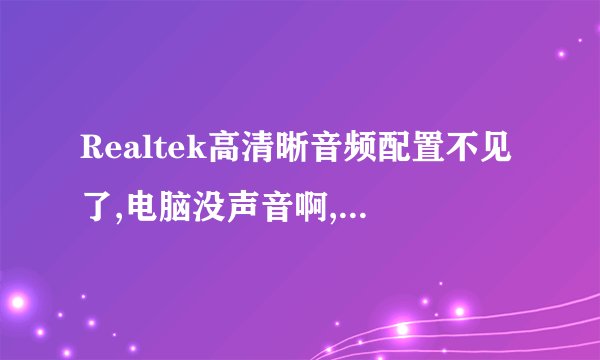 Realtek高清晰音频配置不见了,电脑没声音啊,怎么做才能把他变回来啊