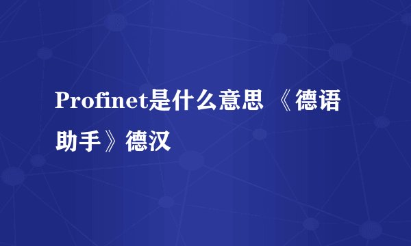 Profinet是什么意思 《德语助手》德汉